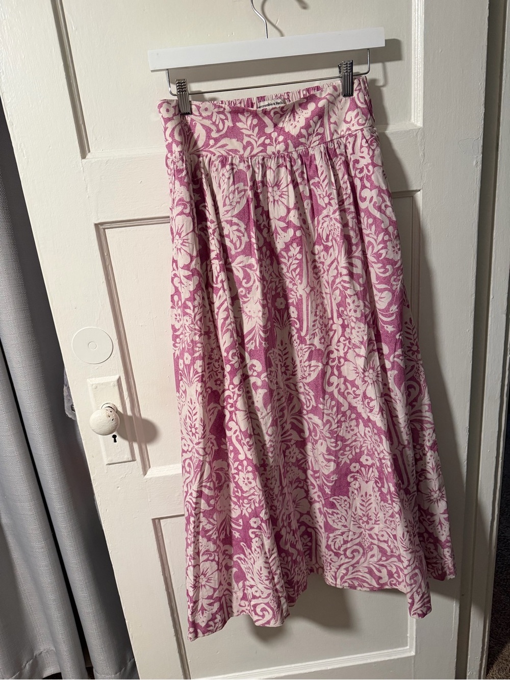 NWOT Abercrombie & Fitch Cotton-Blend Pink Maxi Pocket Skirt Floral Boho  Sz XS